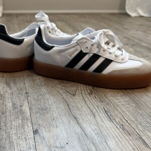 Adidas Samba White and Black Sneakers with Gum Sole